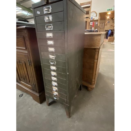 172 - Vintage industrial 15 drawer filing cabinet 99H 29W 43D