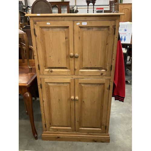 195 - Pine 4 door cupboard 140H 81W 54D