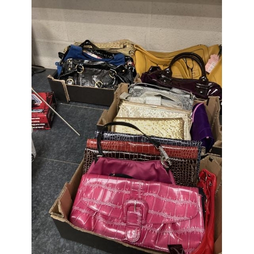 381 - 4 boxes of assorted ladies handbags including Jasper Conran Jeans, Anna Smith, Domo, Monsoon Accesso... 