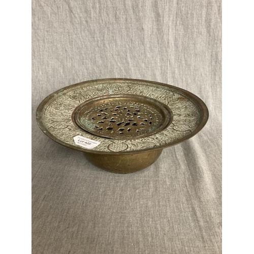 420 - Afghan brass engraved basin circa 1920's (27cm diameter 10cm high)