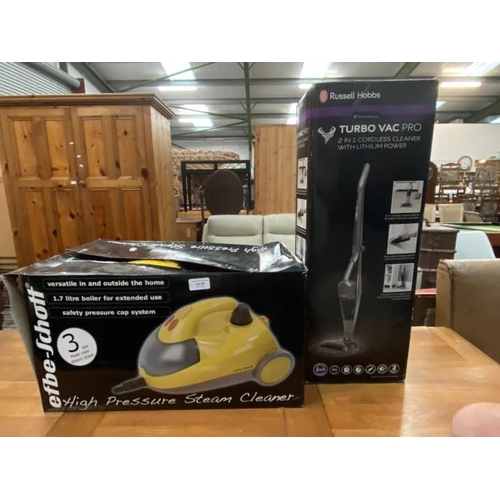 44 - EFBE SCHOLT high pressure steam cleaner & a Russell Hobbs turbo vac pro