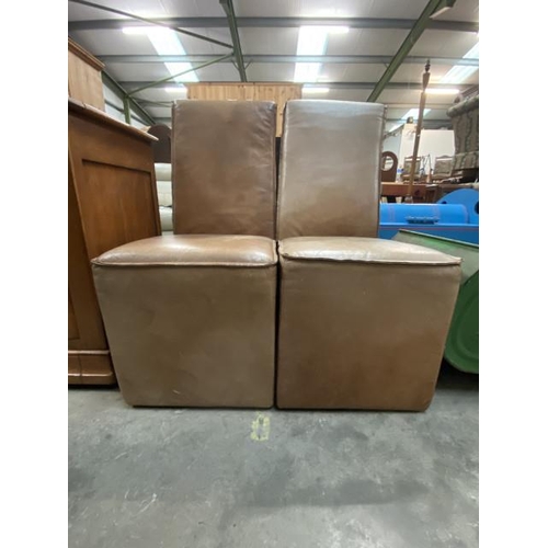 46 - Pair of tan leather box chairs 46W