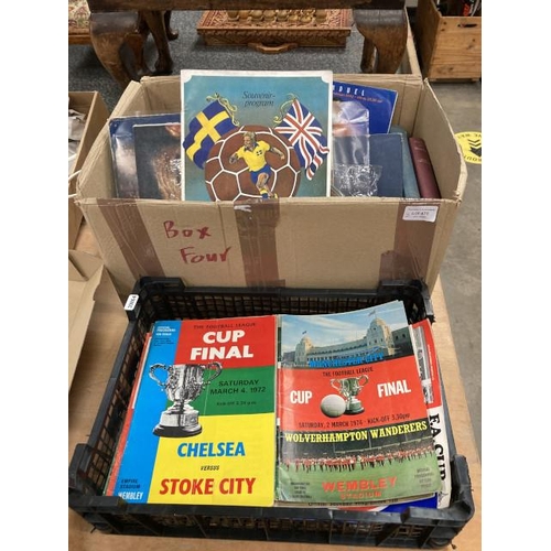 470 - 2 boxes of vintage football programmes and souvenirs including FA Cup matches, Football League Cup m... 