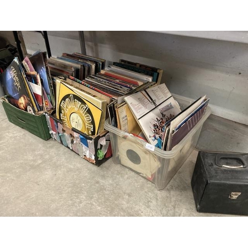 502 - 4 containers of LPs and 45s including Alison Moyet, Kate Bush, Tina Turner, Cliff Richard etc