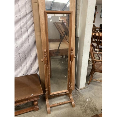 508 - Pine cheval mirror 150H 54W