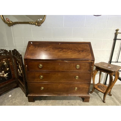 62 - George lll mahogany bureau 114H 114W 55D