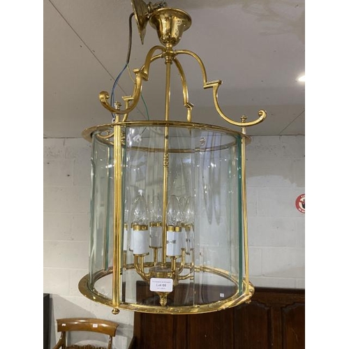 68 - Circular Georgian style brass light fitting 75cm drop