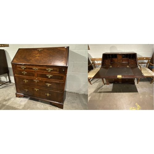 72 - 19th century mahogany inlaid bureau 101H 96W 55D