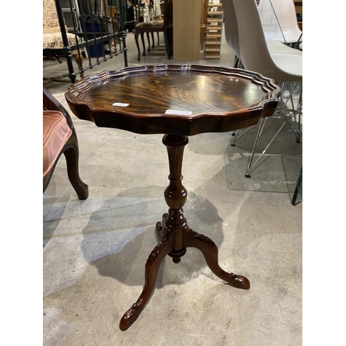 74 - Mahogany pie crust edge wine table 56H x 37cm diameter