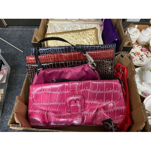 381 - 4 boxes of assorted ladies handbags including Jasper Conran Jeans, Anna Smith, Domo, Monsoon Accesso... 