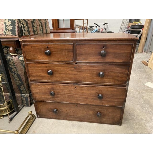 103 - Victorian mahogany 2 over 3 chest of drawers  98H 104W 50D