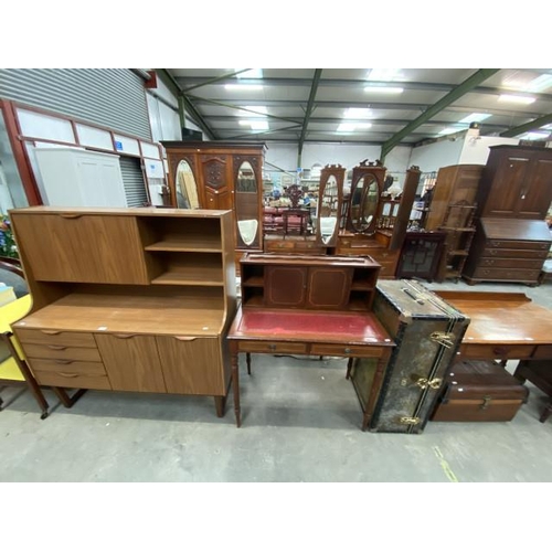 108 - 1960’s Formica sideboard 138H 125W 45D, mahogany ladies writing desk 109H 92W 50D, Mossman, London t... 