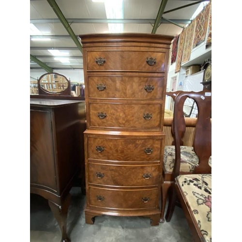 114 - Bevan Funnell 6 drawer walnut chest on chest 131H 55W 41D