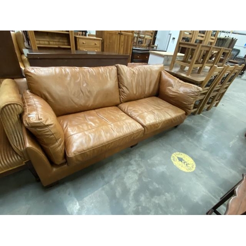 117 - “Halo” Gable tan leather settee 200W