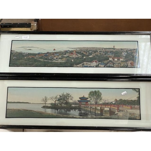 120 - 2 framed Oriental prints 28 x 87cm