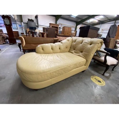 135 - Mustard leather Dormeuse button back day bed 190W