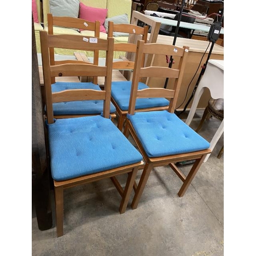 165 - 4 pine chairs with seat pads 41W