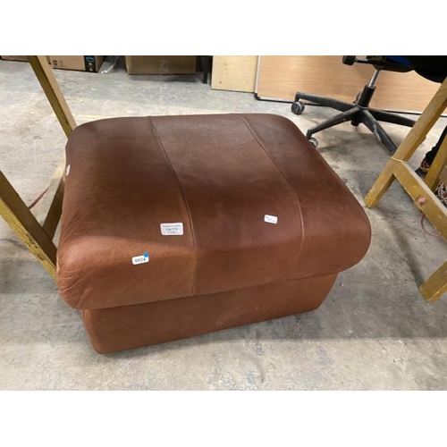 174 - Tan leather footstool 40H 63W 50D