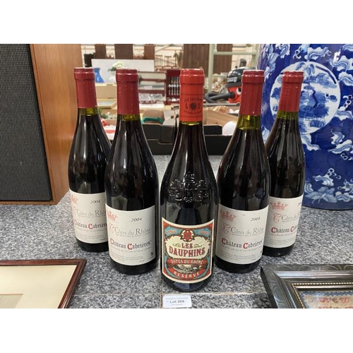 205 - 4 75cl bottles Chateau Cabrieres Cotes du Rhone 2004 & 1 75cl bottle Les Dauphins Cotes du Rhone 201... 