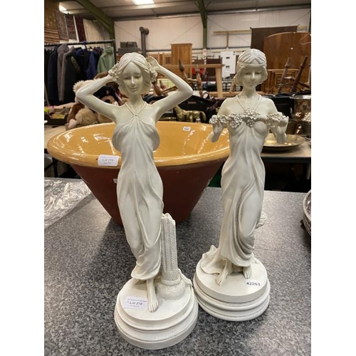 218 - 2 Art Nouveau style figurines 39H