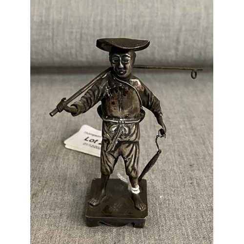 240 - Chinese export silver fisherman figurine circa 1900 (7.5cm tall)