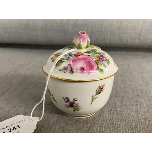 241 - Meissen porcelain rose lidded trinket box 5.5W 6.5cm H