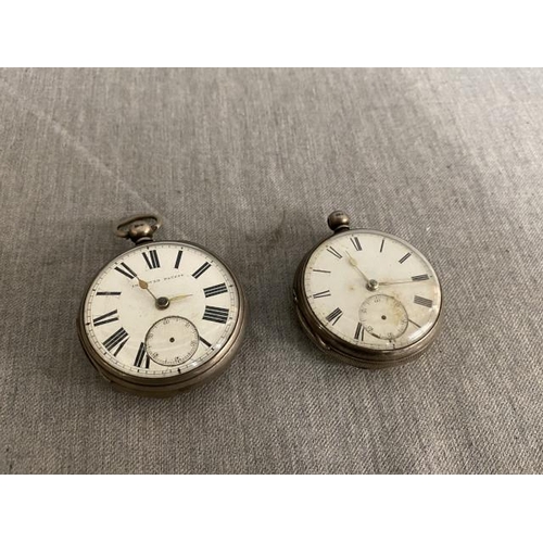 286 - 2 antique silver pocket watches (as found)