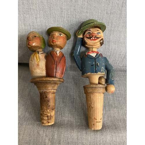 306 - 2 vintage German hand carved mechanical corks