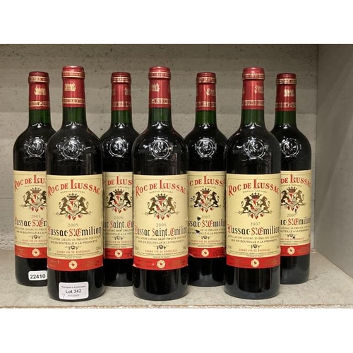 342 - 7 75cl bottles Lussac St Emilion Bordeaux (2 @ 2005, 2 @ 2006, 3 @ 2007)