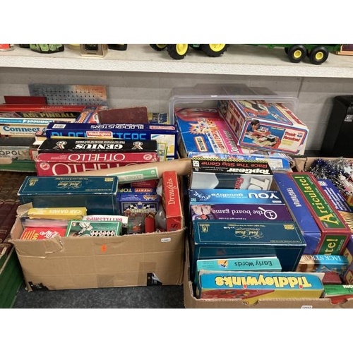 350 - 4 boxes of vintage games inc. Matchbox, truck terminal, Connect4, Totopoly, Monopoly etc. (These are... 