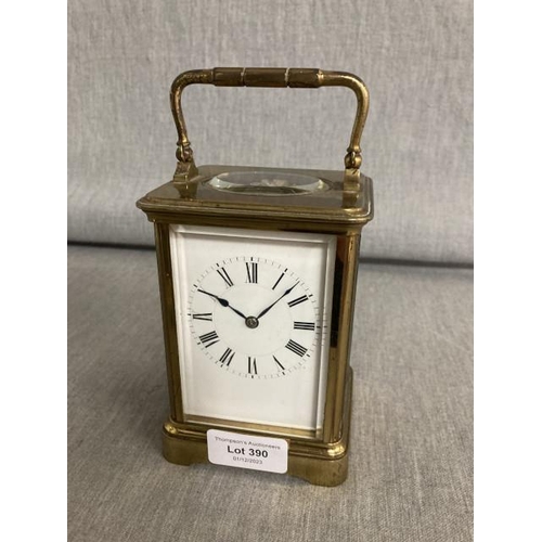 390 - Brass French carriage clock no key 9W 13H 8D