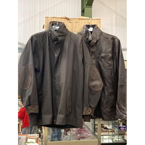 397 - Gents Lake brown leather jacket (size 44) & gents Driza-Bone Australia jacket (size L/110cm)