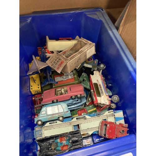 400 - Box of play worn vehicles inc. Dinky, Tri-ang, Corgi etc.