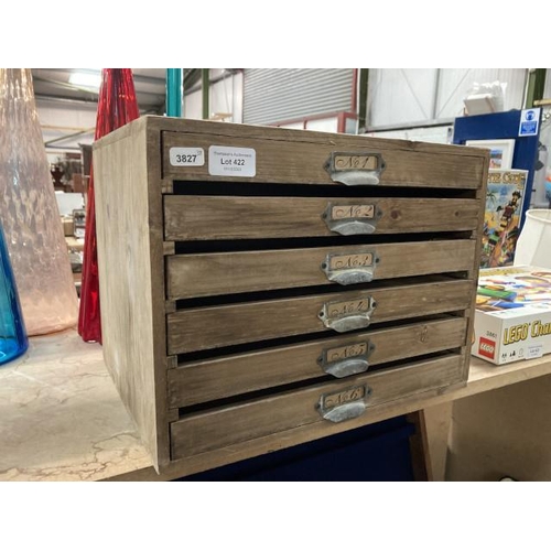 422 - Wooden filing chest/ collector's cabinet 36W 27.5H 28D