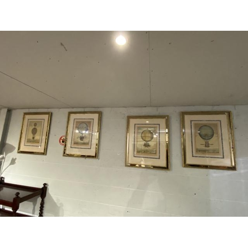 62 - 4 gilt framed V Cioni (Italian 1900-1981) Hot Air Balloon prints 57 x 70cm