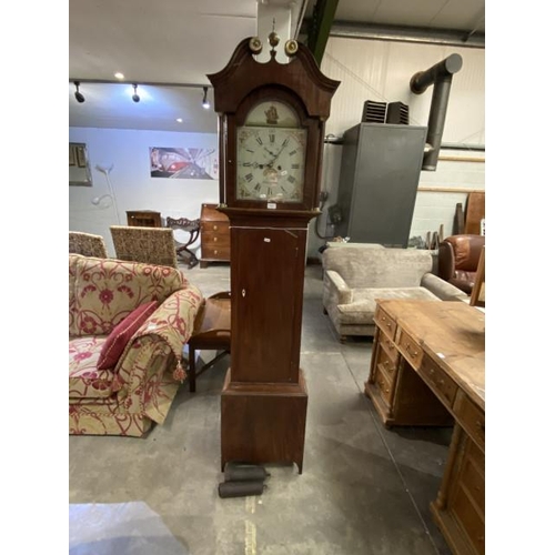 71 - Mahogany and oak J. Shaw, Billingboro time and strike long case clock with pendulum and 2 weights 21... 