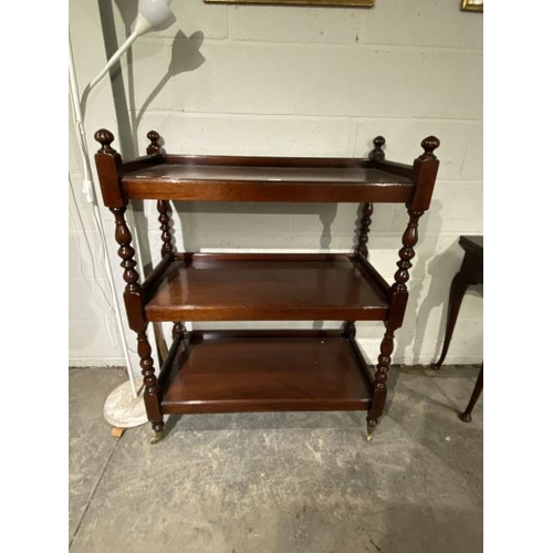 73 - Victorian style 3 tier mahogany trolley 116H 91W 46D