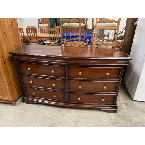 94 - Good quality mahogany 6 drawer chest 90H 160W 55D