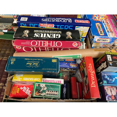 350 - 4 boxes of vintage games inc. Matchbox, truck terminal, Connect4, Totopoly, Monopoly etc. (These are... 