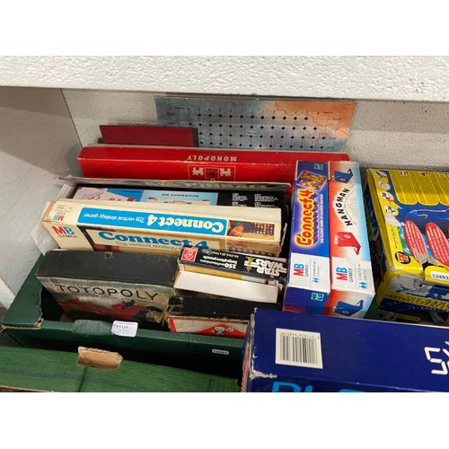 350 - 4 boxes of vintage games inc. Matchbox, truck terminal, Connect4, Totopoly, Monopoly etc. (These are... 