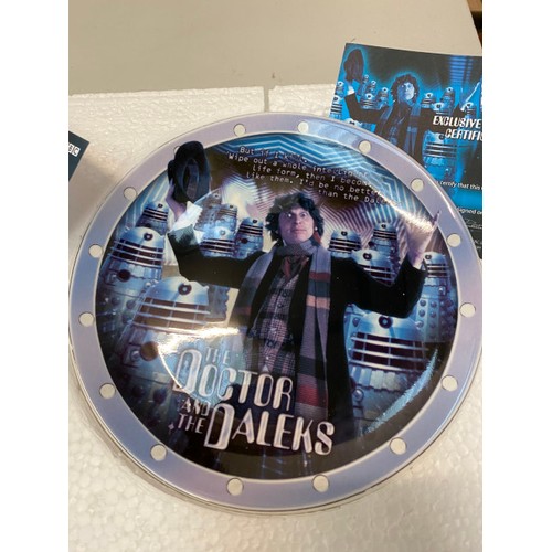 185 - 9 boxed Doctor Who exclusive edition collectors plates with certificates of authenticity: The doctor... 