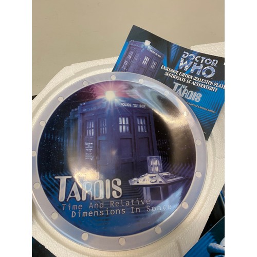 185 - 9 boxed Doctor Who exclusive edition collectors plates with certificates of authenticity: The doctor... 