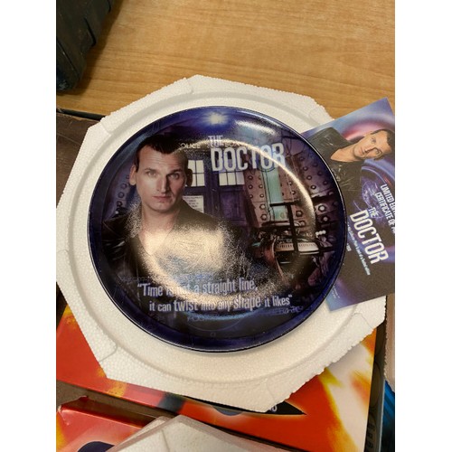 185 - 9 boxed Doctor Who exclusive edition collectors plates with certificates of authenticity: The doctor... 