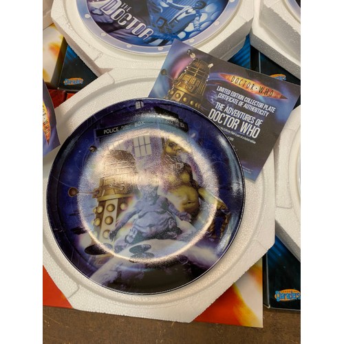 185 - 9 boxed Doctor Who exclusive edition collectors plates with certificates of authenticity: The doctor... 