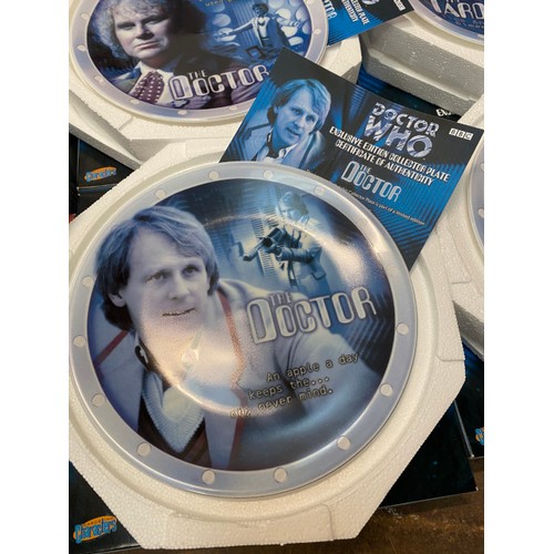 185 - 9 boxed Doctor Who exclusive edition collectors plates with certificates of authenticity: The doctor... 