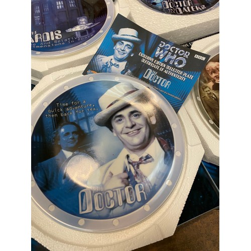 185 - 9 boxed Doctor Who exclusive edition collectors plates with certificates of authenticity: The doctor... 