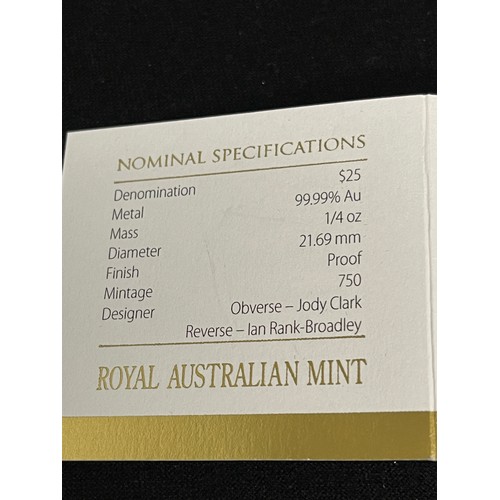 79 - “Royal Australian Mint” The 6th Portrait 2019 $25 Gold Proof Coin
Denomination: $25
Metal: 99.99% Au... 