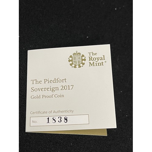 78 - “The Royal Mint” The Piedfort Sovereign 2017 Gold Proof Coin 
Denomination: The Piedfort Sovereign
I... 