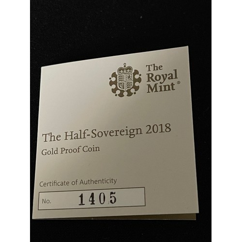 67 - “The Royal Mint” The Half-Sovereign 2018 Gold Proof Coin 
Denomination: The Half-Sovereign 
Issuing ... 