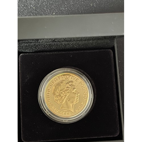 63 - “The Royal Mint” The 300th Anniversary Of The Death Of Queen Anne 2014 UK £5 Gold Plated Proof Coin ... 